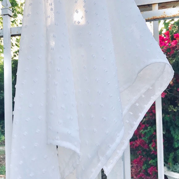 White Dotted Swiss Chiffon Bandana Scarf - Picture 2 of 3